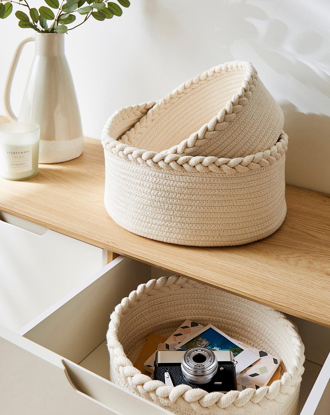 Braided Cotton Rope Basket for Storage &Home Organization
