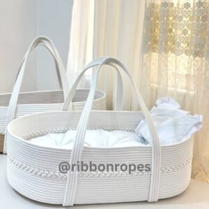 baby Moses basket baby changing basket cotton rope baby basket newborn basket with handles portable diaper changing station nursery storage basket baby shower gift boho nursery decor travel-friendly baby basket baby lounger basket organic cotton baby bed infant changing basket