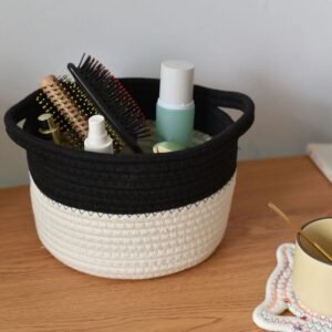Small Organizer Basket – Black & White Round Bin