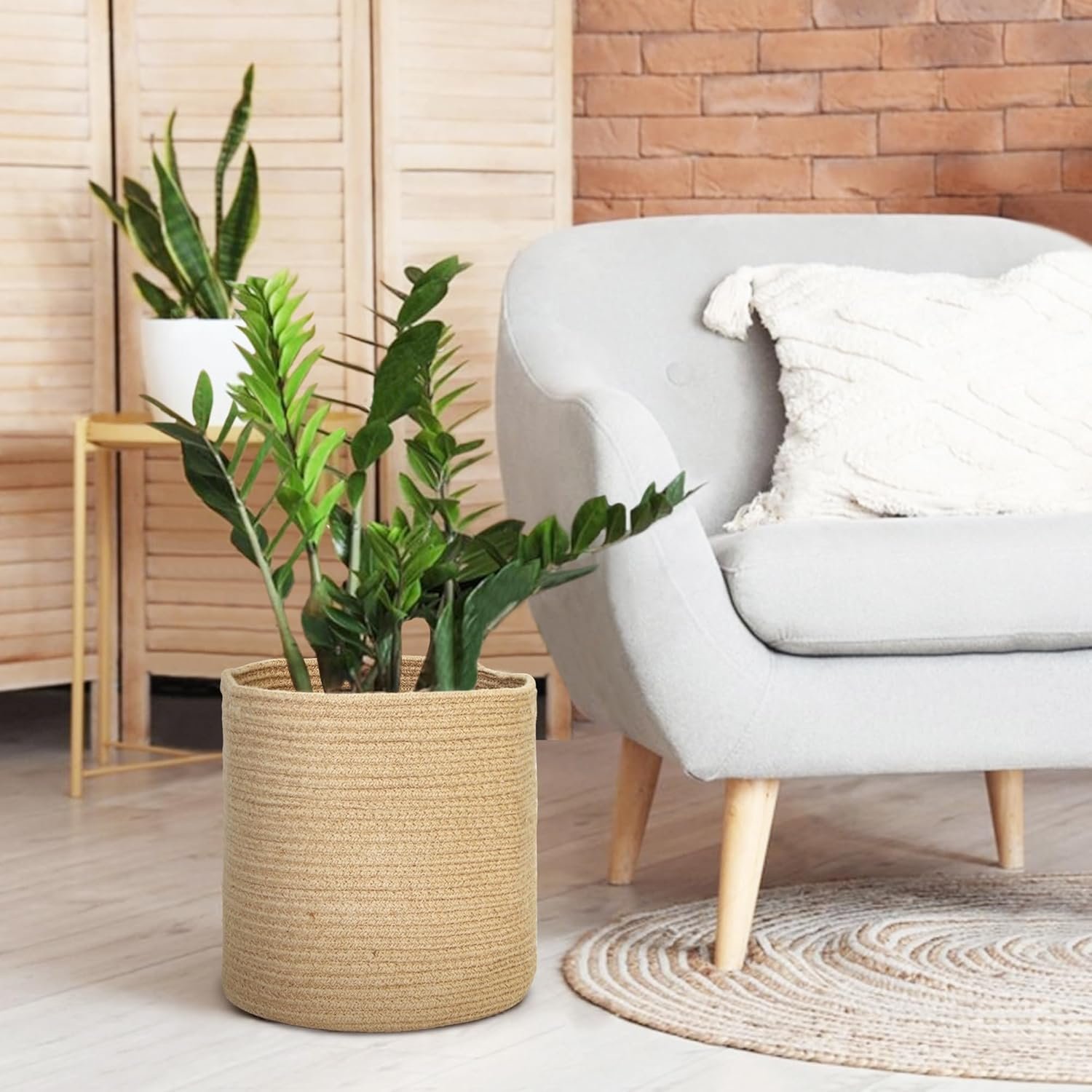 Jute Rope Storage Basket  – Multipurpose Laundry, Toy & Plant Basket